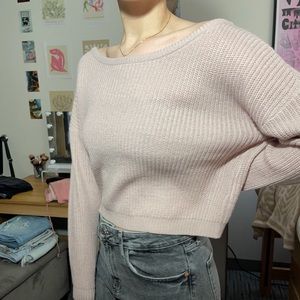 PrettyLittleThing Light Pink Wide-Neck Knit Sweater - Size M/L